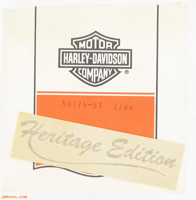   59174-81 (59174-81): Decal, front fender  "Heritage Edition" - NOS - FLH 1981, Electra