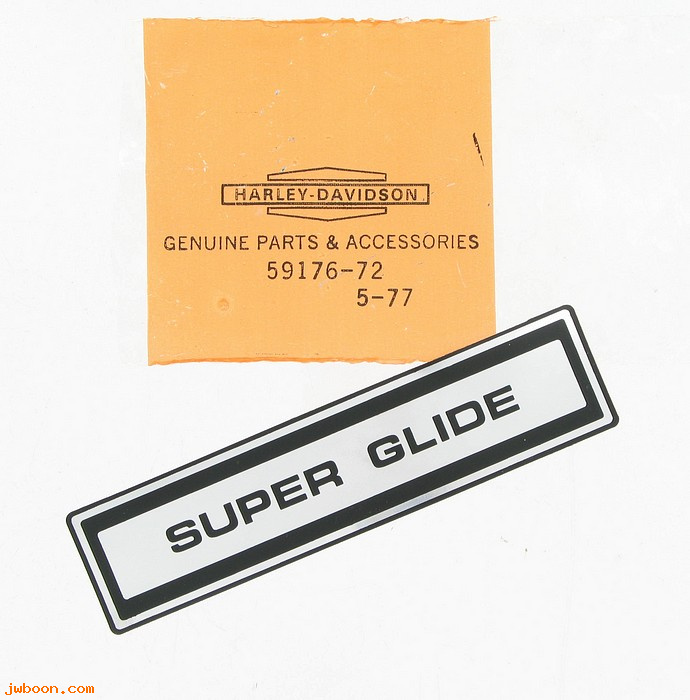   59176-72 (59176-72): Decal "Super Glide" front fork cover - NOS - FX 72-76,genuine H-D