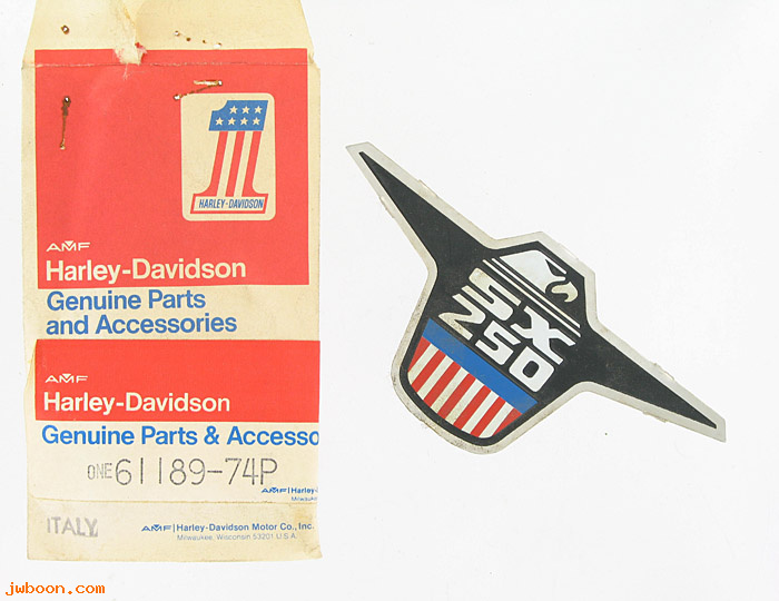   61189-74P (61189-74P / 21051): Eagle nameplate, muffler shield "SX 250" - NOS - '75-'78, AMF