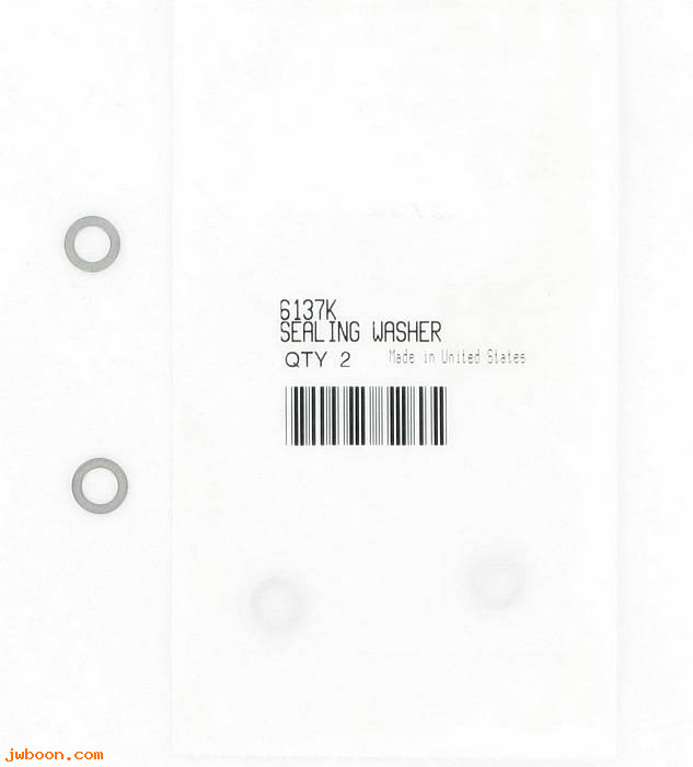       6137K (    6137K): Washer, sealing - 6.35 x 9.80 x 1.0 - NOS - V-rod