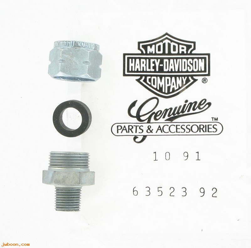   63523-92 (63523-92): Fitting - straight, w.seal - NOS - FLT, FXD, Dyna '92-'94