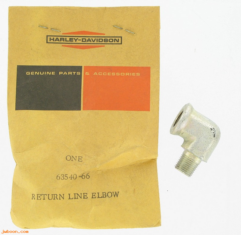   63540-66 (63540-66): Elbow, return line - NOS - Ironhead Sportster, XLCH '66-'69