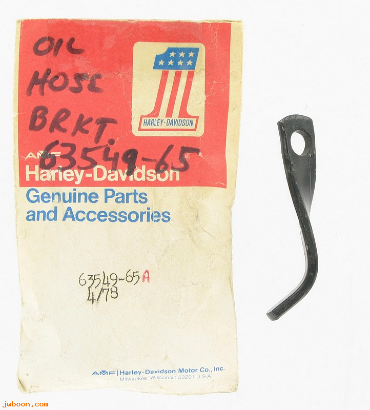   63549-65 (63549-65): Bracket - oil line - NOS - FL 65-84. FX 71-84, Shovelhead