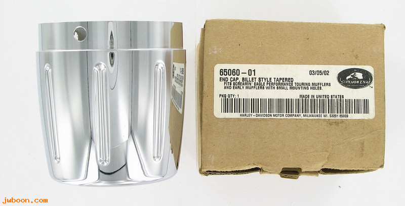   65060-01 (65060-01): End cap, billet style,tapered, NOS - SE performance Touring muffl