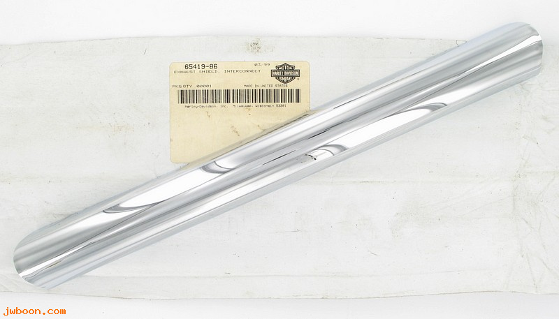   65419-86 (65419-86 / 65532-86): Exhaust shield - interconnect - NOS - Sportster, XL '86-'03