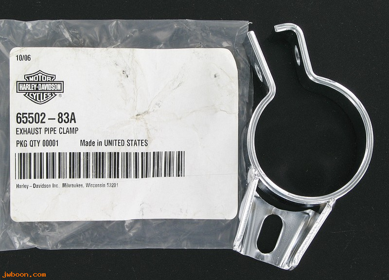  65502-83A (65502-83A): Clamp - left exhaust pipe - NOS - Touring, FLT, FLHT '83-'88