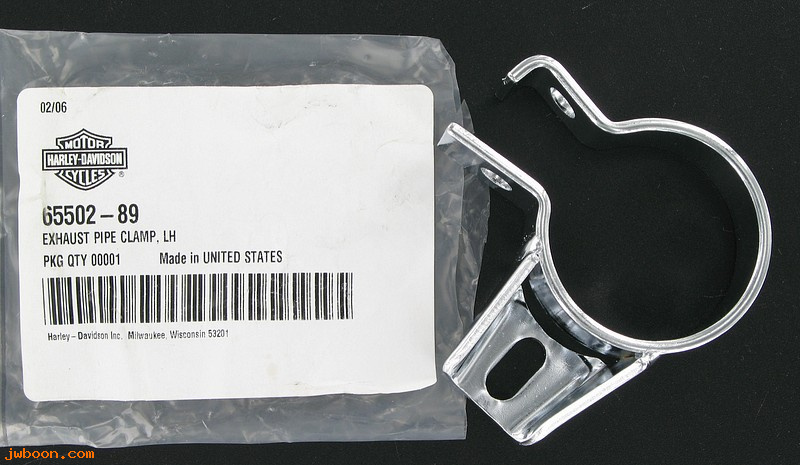  65502-89 (65502-89): Clamp - left exhaust pipe - NOS - FLT's '89-'94, Tour Glide