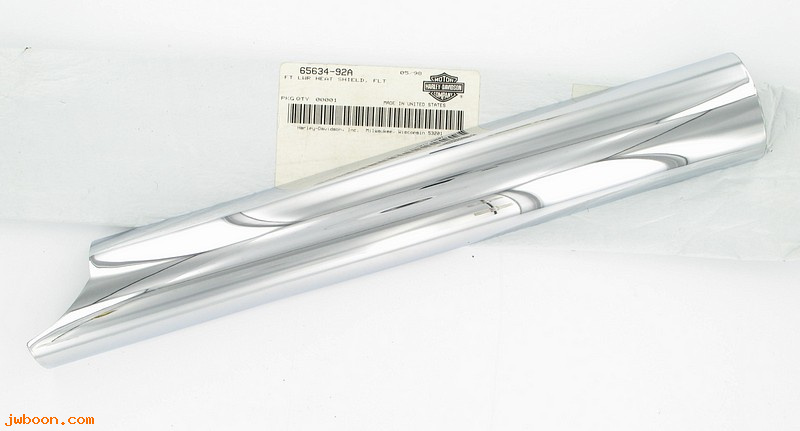   65634-92A (65634-92A): Shield - right exhaust pipe - front - NOS - FLT 92-97, Tour Glide
