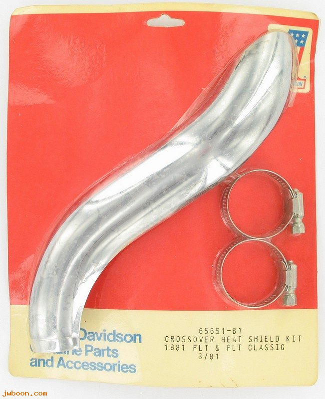   65651-81 (65651-81 / 65637-81): Shield - left exhaust pipe, with clamps - NOS - FLT '81-'83