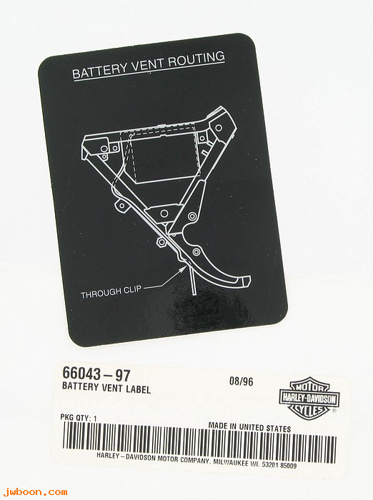   66043-97 (66043-97): Decal, battery vent routing - NOS