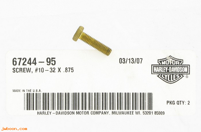   67244-95 (67244-95): Screw, 10-32 x .875, fuel pump - NOS - FLT '95-'99. FLHTCU-I 1995