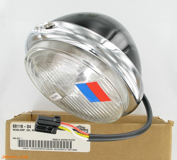   68118-04 (68118-04): Headlamp - right dip    HDI - NOS - Sportster XL883, 1200R 2004