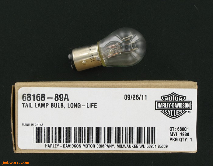   68168-89A (68168-89A): Long-life taillamp bulb,domestic - NOS - XL,XR1200. FLT/C/U.FLHTC