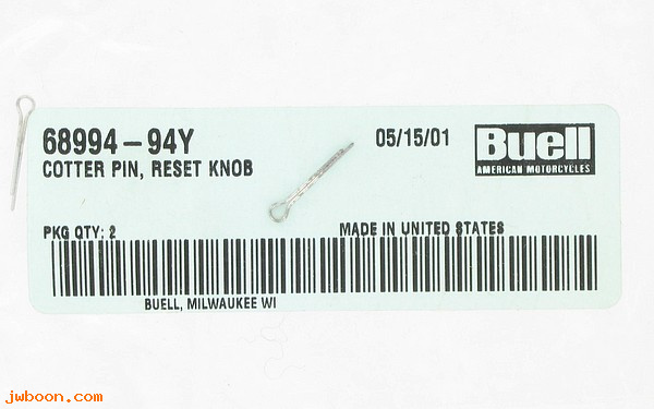   68994-94Y (68994-94Y): Cotter pin - reset knob - NOS - Buell '95-'98, Cyclone, Thunderbo