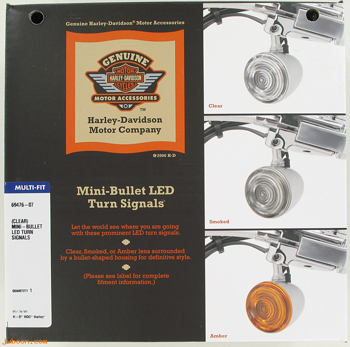   69476-07 (69476-07): Mini-bullet LED turn signal kit - clear lenses - NOS - VRSC '02-