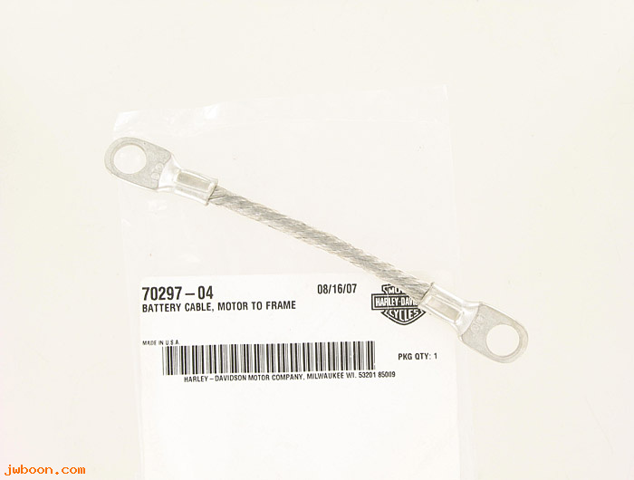   70297-04 (70297-04): Battery cable, motor to frame - NOS - Sportster XL '04-'08