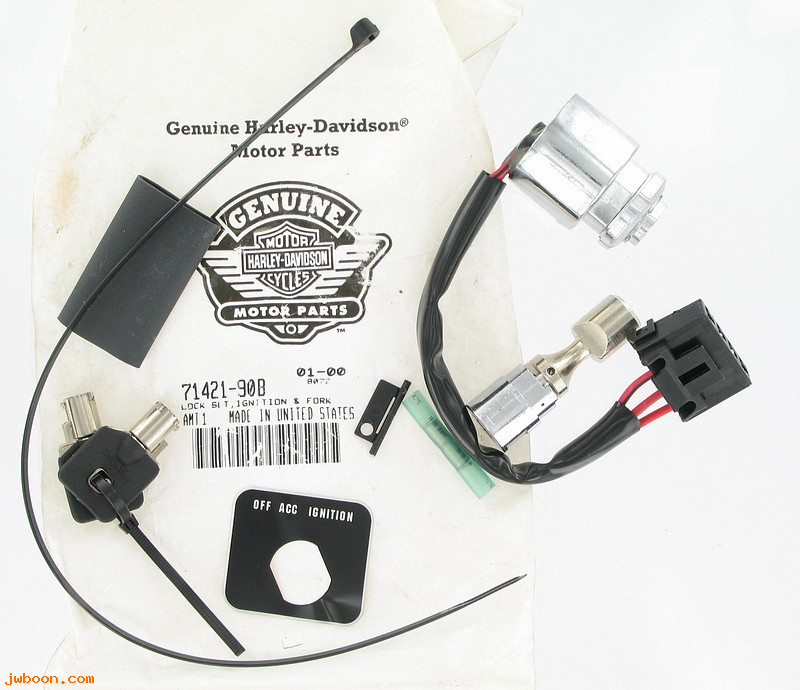   71421-90B (71421-90B): Lock set - ignition & fork - NOS - Dyna 91-05, except FXDWG