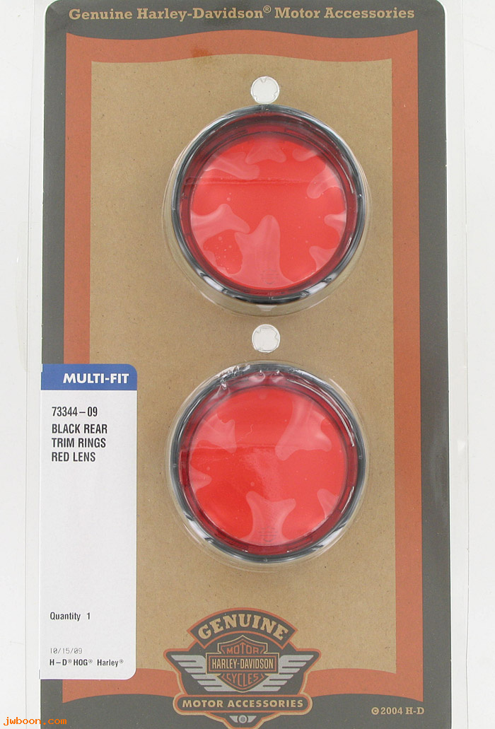   73344-09 (73344-09): Bullet trim rings, red lens - rear - NOS