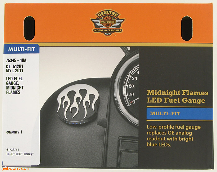   75345-10A (75345-10A): LED fuel gauge - midnight flames - NOS - Softail, FLHR, Dyna