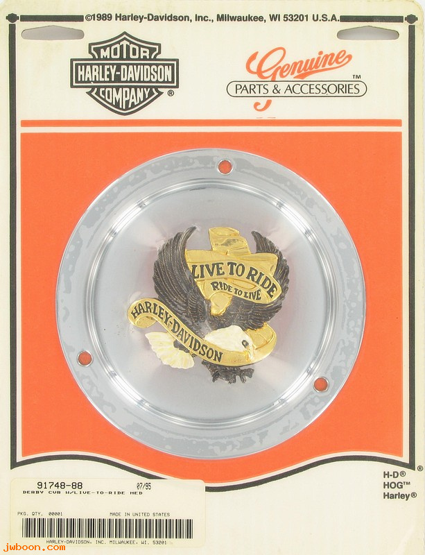  91748-88 (91748-88): Derby cover with "Live to Ride" medallion - NOS - Big Twins 70-99