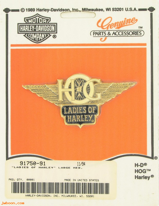   91750-91 (91750-91): Medallion - Ladies of Harley - large - NOS - FLT, FLHT, FXR, FXD