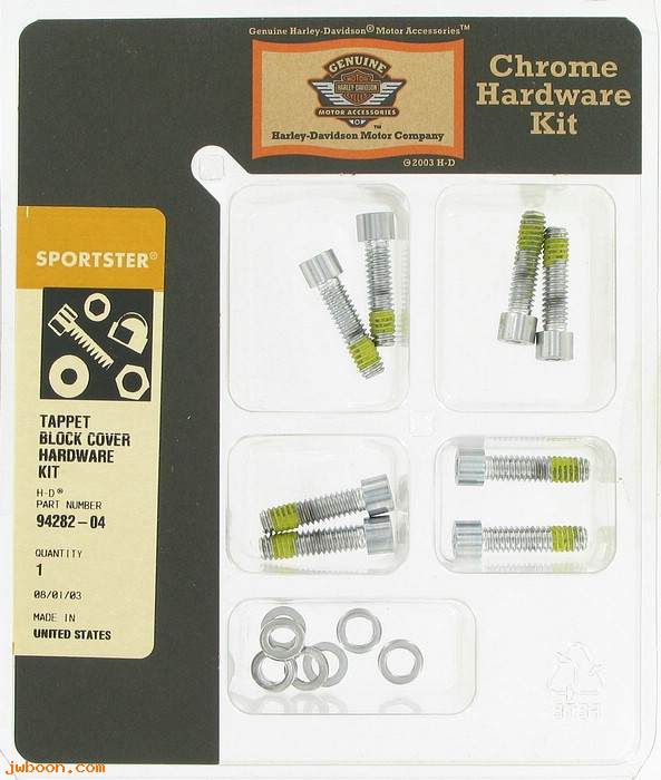   94282-04 (94282-04): Tappet block cover hardware kit - NOS - XL 04-