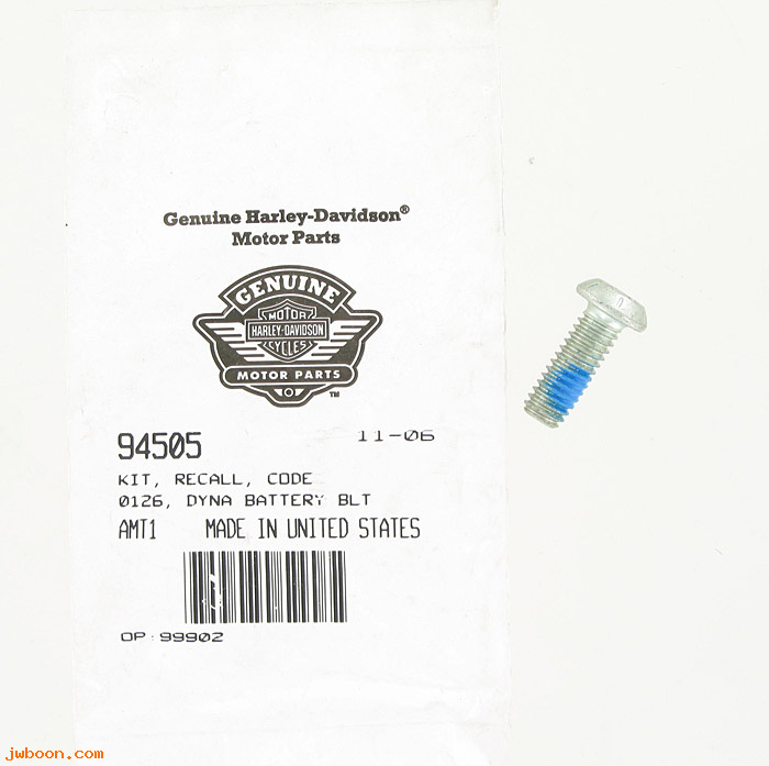   94505 (94505): Recall kit, code 0126, battery bolt - NOS - FXD