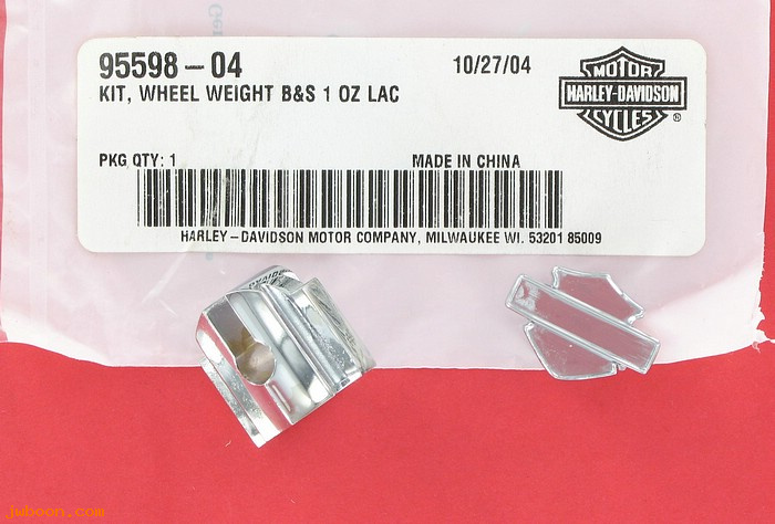   95598-04 (95598-04): Decorative wheel weight - bar & shield - NOS - laced wheels
