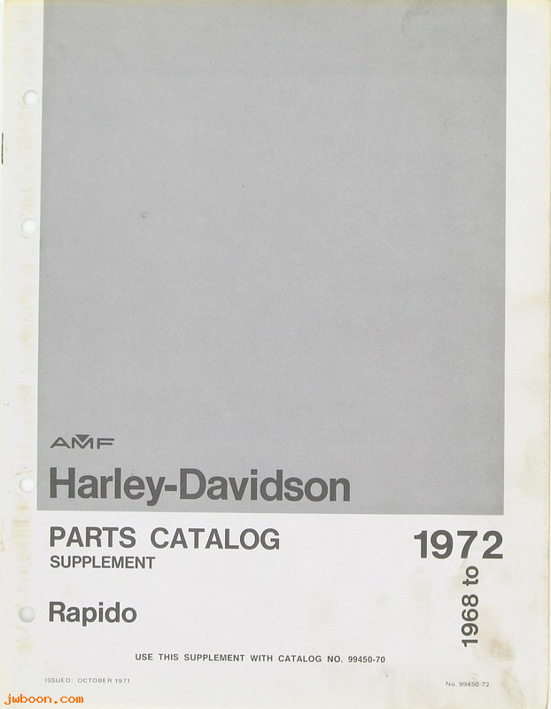   99450-72 (99450-72): Rapido ML, MLS parts catalog supplement '68-'72 - NOS