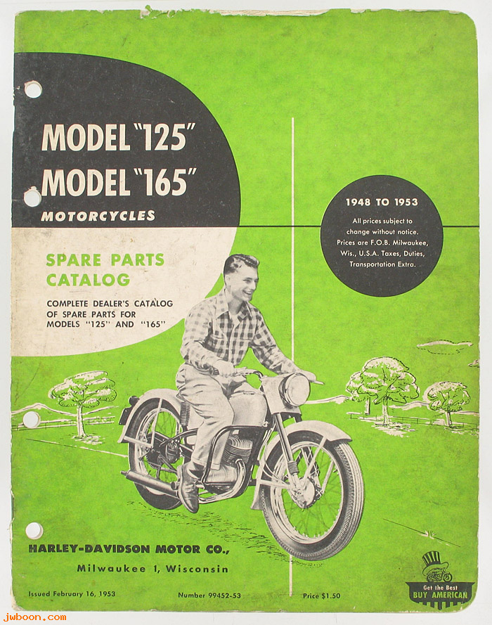   99452-53used (99452-53): Model 125 & 165 parts catalog '48-'53