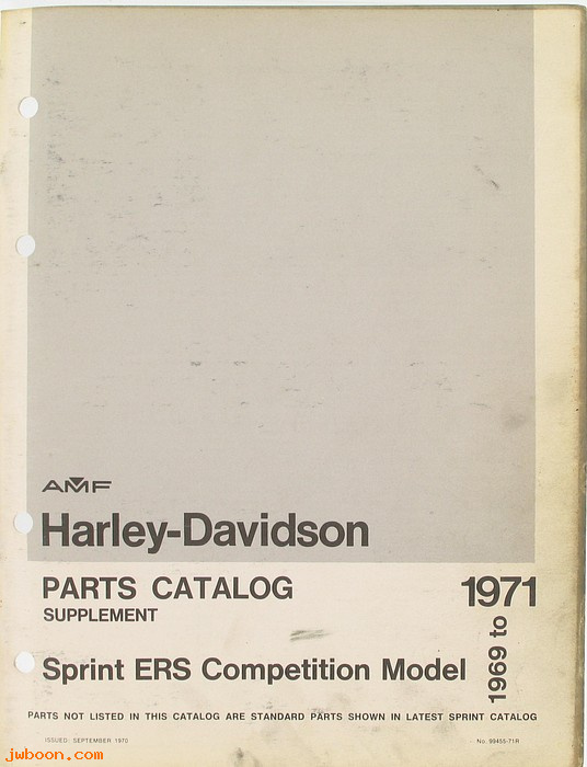   99455-71R (99455-71R): Sprint ERS parts catalog supplement '69-'71 - NOS