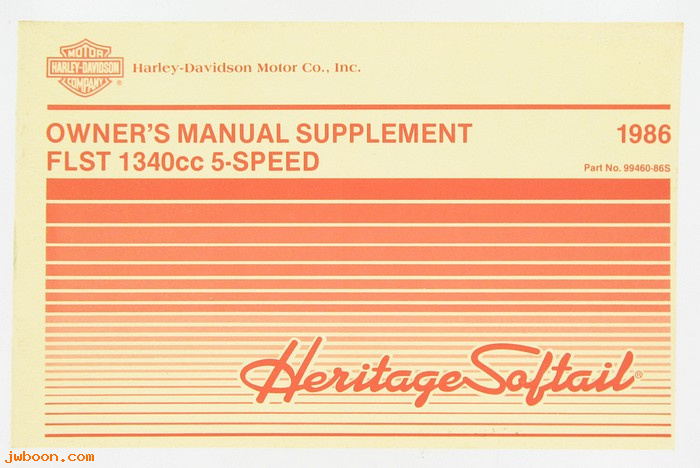   99460-86S (99460-86S): 1986 Riders handbook / Owner's manual supplement, FLST - NOS