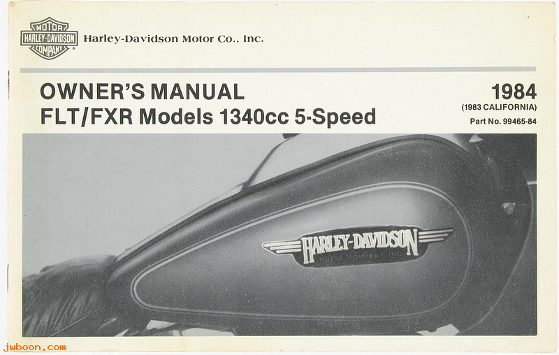   99465-84 (99465-84): 1984 Riders handbook / Owner's manual, FLT, FXR - NOS - original