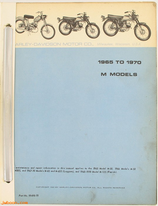   99498-70 (99498-70): M-models service manual '65-'70 - NOS