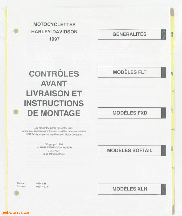   99947-97F (99947-97F): Predelivery & set-up instructions 1997, french - NOS