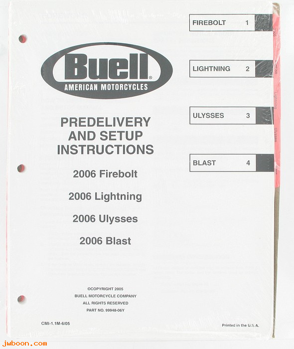   99948-06Y (99948-06Y): Buell predelivery & set-up instructions 2006 - NOS