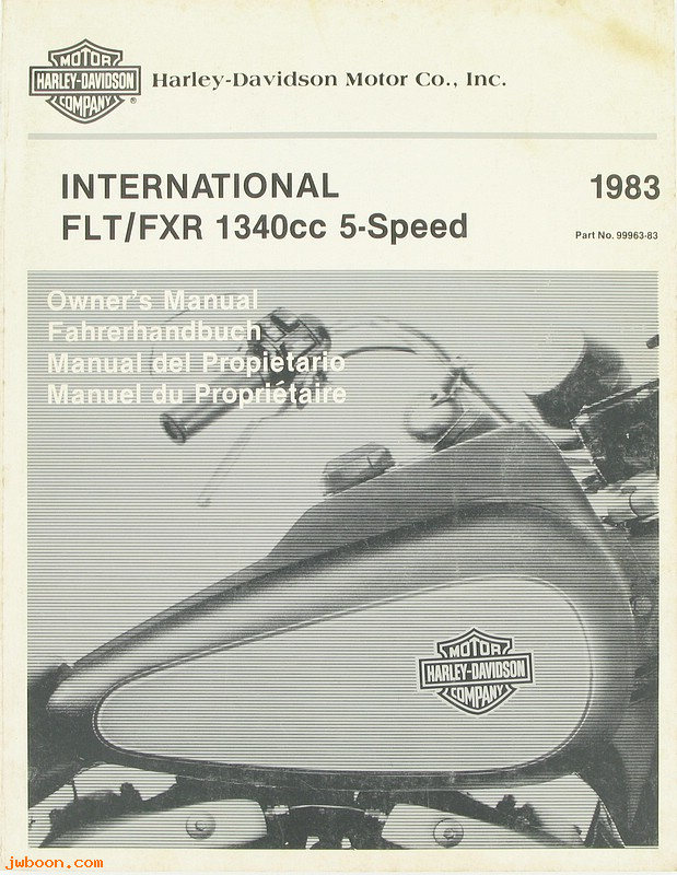   99963-83 (99963-83): FLT, FXR international owner's manual 1983 - NOS