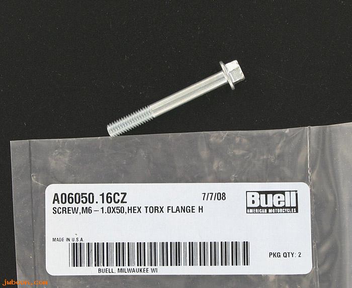   A06050.16CZ (A06050.16CZ): Screw, M6-1.0 x 50 - hex torx flange - NOS