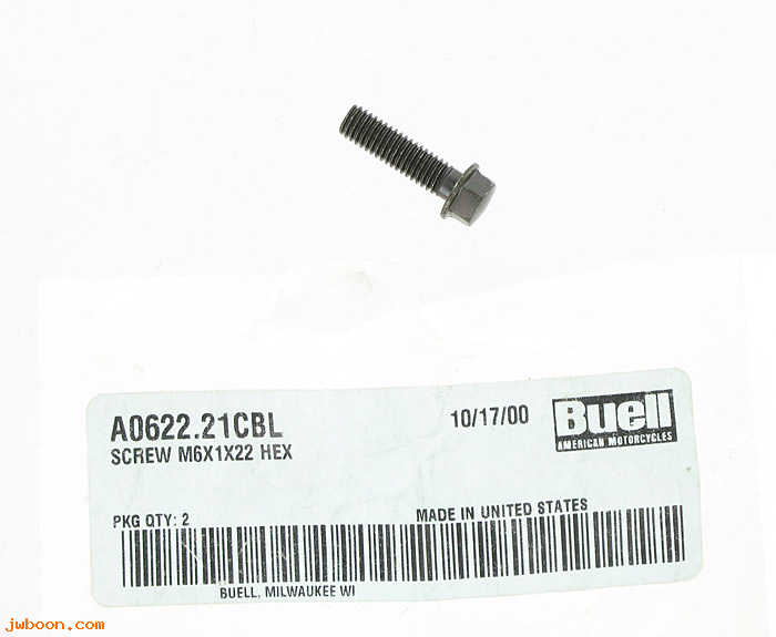   A0622.21CBL (A0622.21CBL): Screw, M6-1 x 22  hex - NOS - Buell '98-02