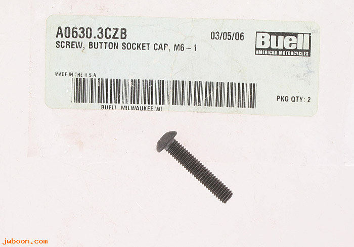   A0630.3CZB (    3943Y): Screw, M6-1.0 x 30  button socket cap - NOS - Buell