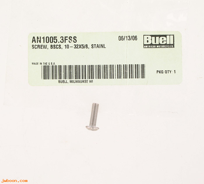   AN1005.3FSS (AN1005.3FSS): Screw, 10-32 x 5/8" hex socket button head - NOS