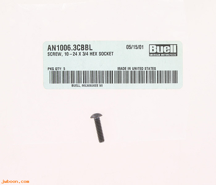   AN1006.3CBBL (    3797Y): Screw, 10-24 x 3/4" hex socket button head - NOS - Buell S3 01-02