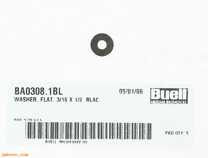   BA0308.1BL (BA0308.1BL): Washer, flat, 3/16" x 1/2" - NOS - Buell XB