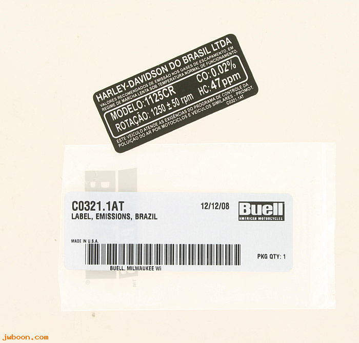   C0321.1AT (C0321.1AT): Label, emissions    Brazil - NOS - Buell 1125CR