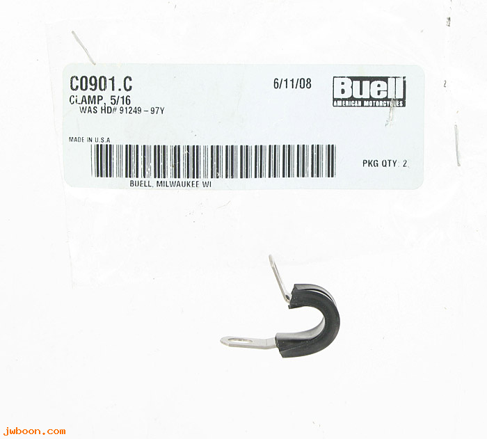   C0901.C (91249-97Y): Clamp, brake line 5/16" - NOS - Buell S3, S1/X1 '97-'02