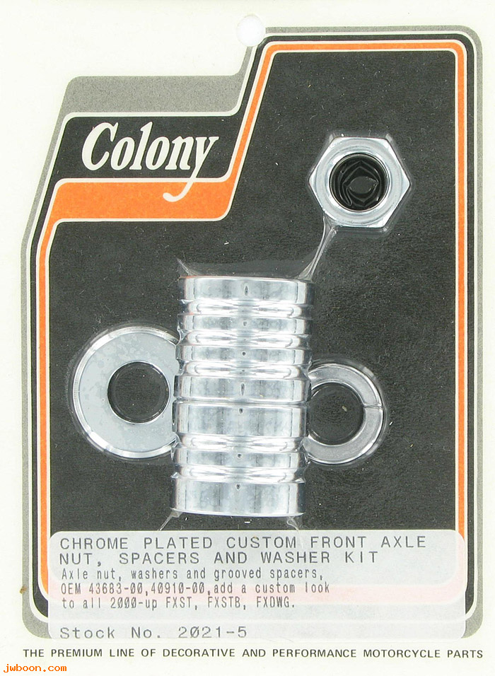 C 2021-5 (40910-00 / 43683-00): Front axle nut and grooved spacer kit, custom - FXST,FXDWG 00-06