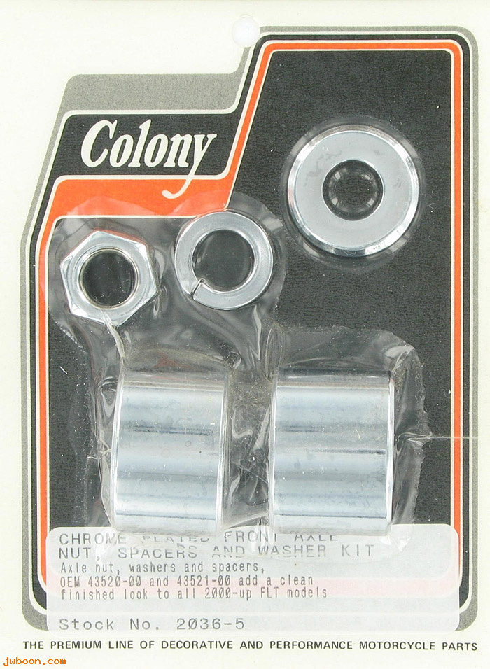 C 2036-5 (43520-00 / 43521-00): Front axle nut and smooth spacer kit - FLT '00-'07, in stock