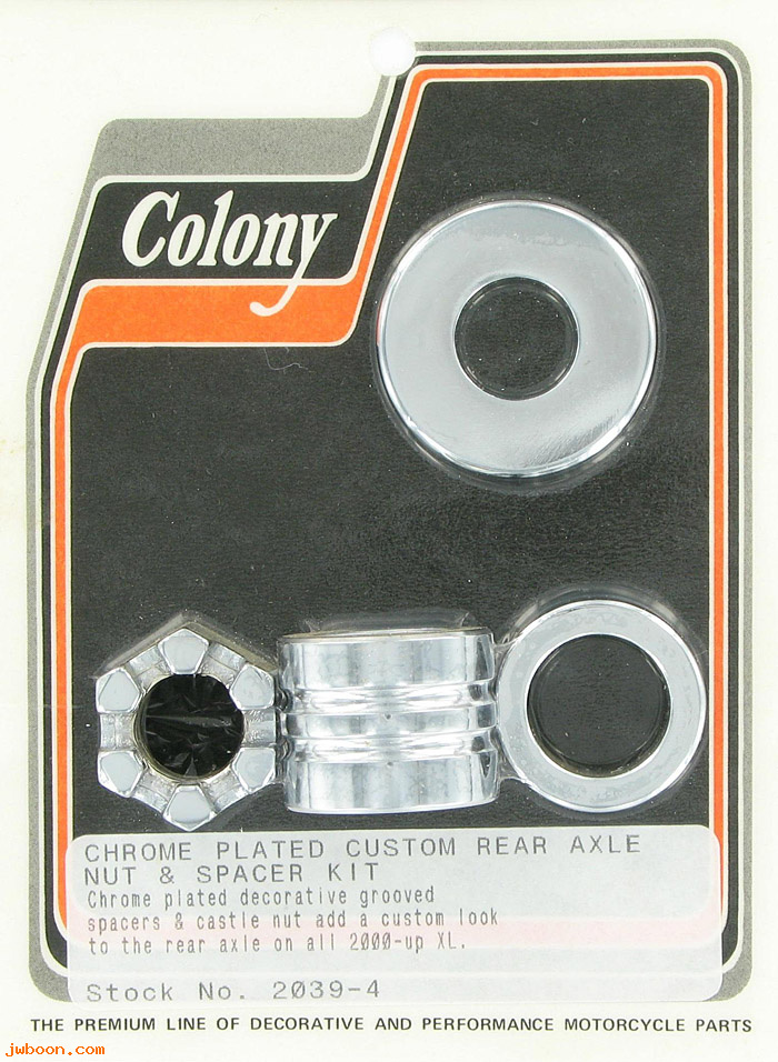 C 2039-4 (40910-00 / 43654-00): Rear axle nut and grooved spacer kit, custom - XL '00-'03