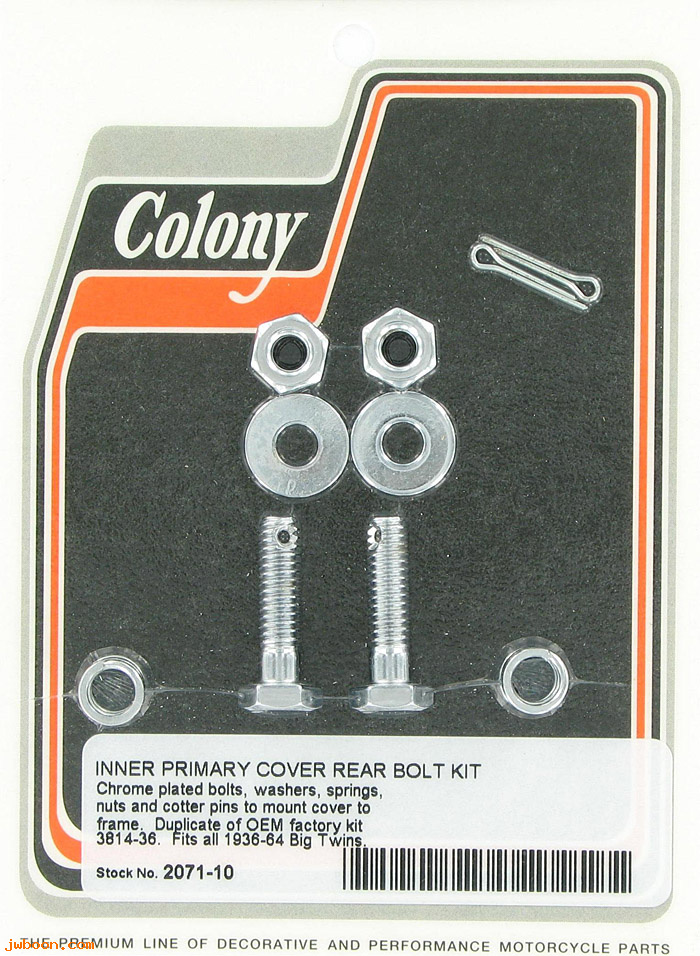 C 2071-10 (60640-29 / 60642-36): Inner primary cover rear bolt kit - Big Twins '36-'64, in stock