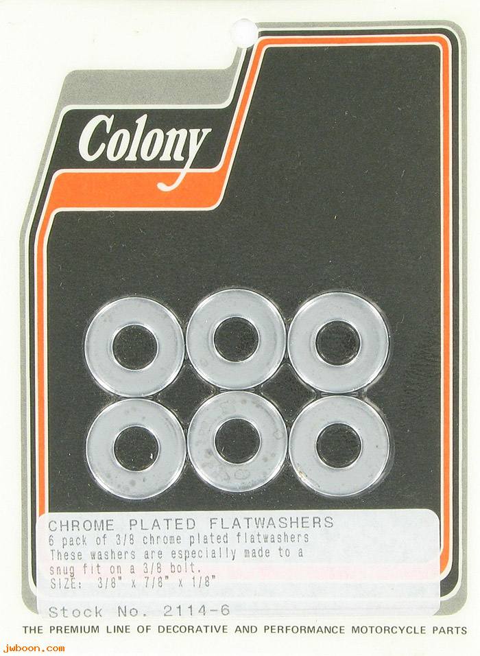 C 2114-6 (): Flatwashers, snug fit,  3/8" x 7/8" x 1/8"  in stock, Colony